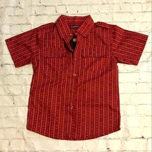 NWT Boys 10 Denim & Rivet Burgundy Button Up Short Sleeve Shirt w/Navy Anchors
